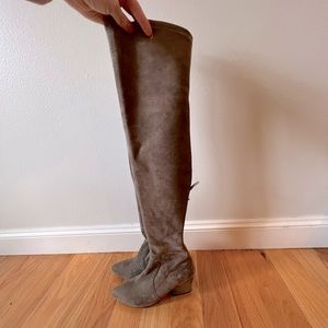 Over the knee OTK grey suede boots